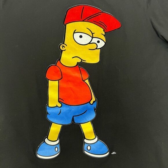The Simpsons Bart Simpson Felt “LUCKY RED HAT” Short Sleeve Tee - Picture 3 of 12